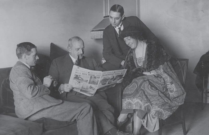 Archie Christie, Major Belcher (tour leader), Mr. Bates (secretary) and Agatha Christie on the 1922 British Empire Expedition Tour