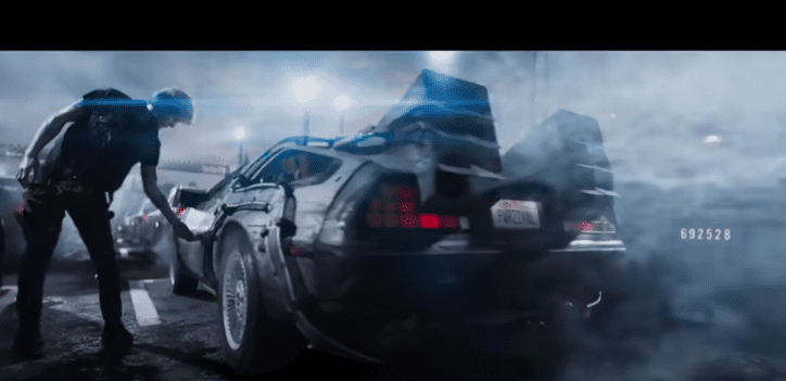 DeLorean in Ready Player One. Screenshot Official Trailer