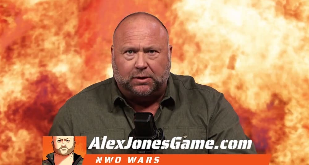 InfoWars host Alex Jones announcing the debut of his new game: Alex Jones NWO Wars.