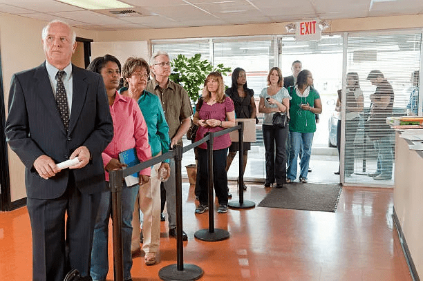 People waiting in line at the unemployment office, Source: Getty Images