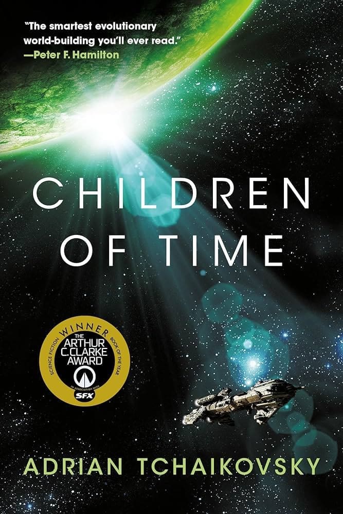 Adrian Tchaikovsky's Children of Time novel cover, scerenshot, Amazon