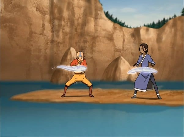 Aang & Katara Practice Water Bending, Nickelodeon