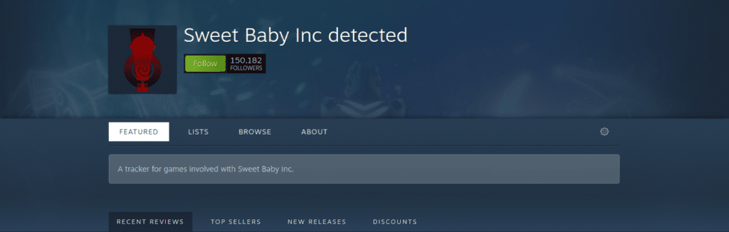 Sweet Baby Inc detected Curated List On Steam, Screenshot