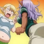 Elfuda argues with dark elf Kuroeda in the trailer for the upcoming anime series Elf-san wa Yaserarenai (Miss Elf Can't Lose Weight) localized in the west as "Plus-Sized Elf"