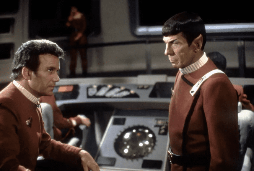 Leonard Nimoy and William Shatner in Star Trek II: The Wrath of Khan (1982)